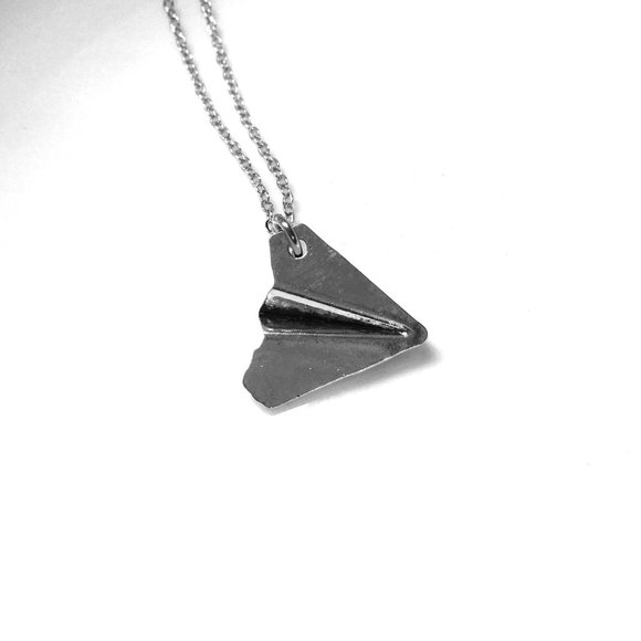 Miniature Paper Plane Origami Charm Necklace - Picture 3 of 3